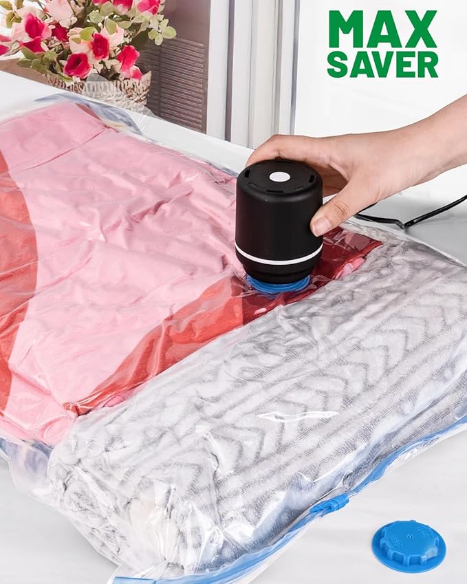 Electric Vacuum Storage Bag Pump, Electric Pump for Reusable Space Saver Ziplock bags, Portable Vacuum Bag Pump for Compression Comforter, Clothing, Quilts