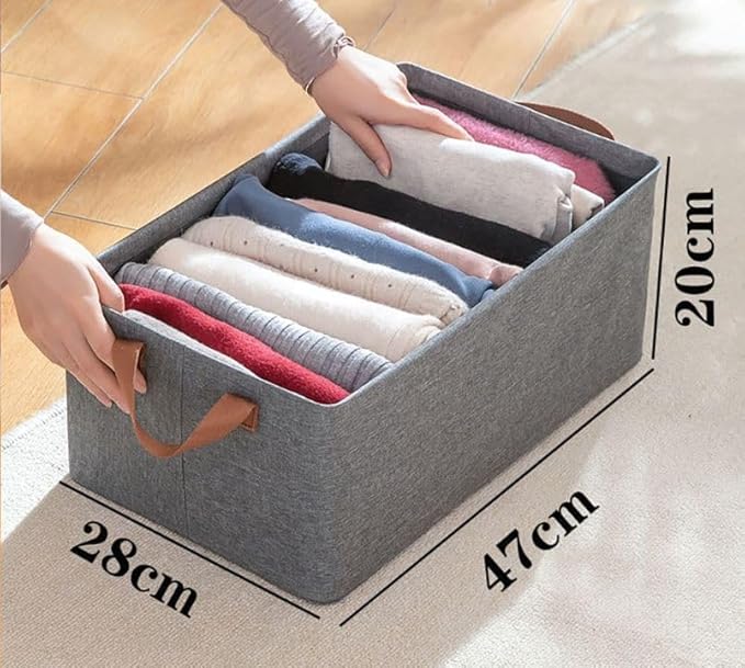 4PCS Collapsible Fabric Storage Cubes Organizer with Handles Foldable Storage Baskets for Organizing Toys, Books, Shelves, Closet, Large Storage Box with Handles (4 PCS, Big Storage Box)