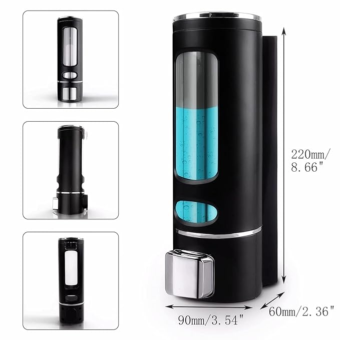 soap Dispenser Wall Mounted for Bathroom | Wash Basin | Liquid Sanitizer Shower Gel Dish Wash Soap Dispenser for Bathroom Kitchen 400Ml Pack of (2, Capsule Black & White, ABS Plastic)