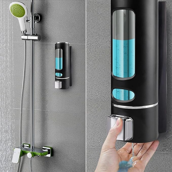 soap Dispenser Wall Mounted for Bathroom | Wash Basin | Liquid Sanitizer Shower Gel Dish Wash Soap Dispenser for Bathroom Kitchen 400Ml Pack of (2, Capsule Black & White, ABS Plastic)